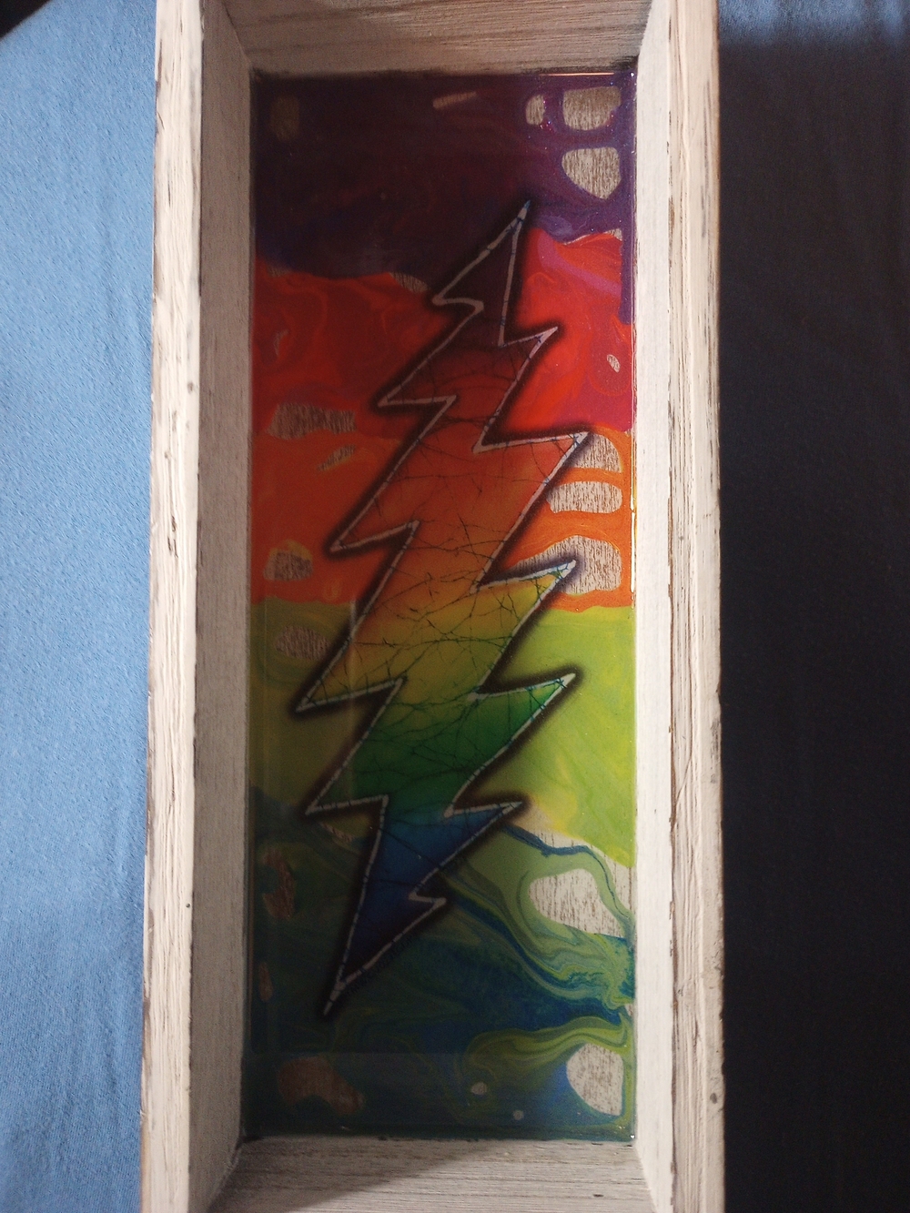 Rainbow Grateful Dead Lightning Bolt Resin Art Box
